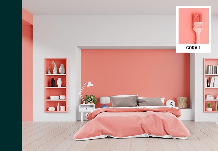 Idée déco : peindre murs chambre à coucher en corail